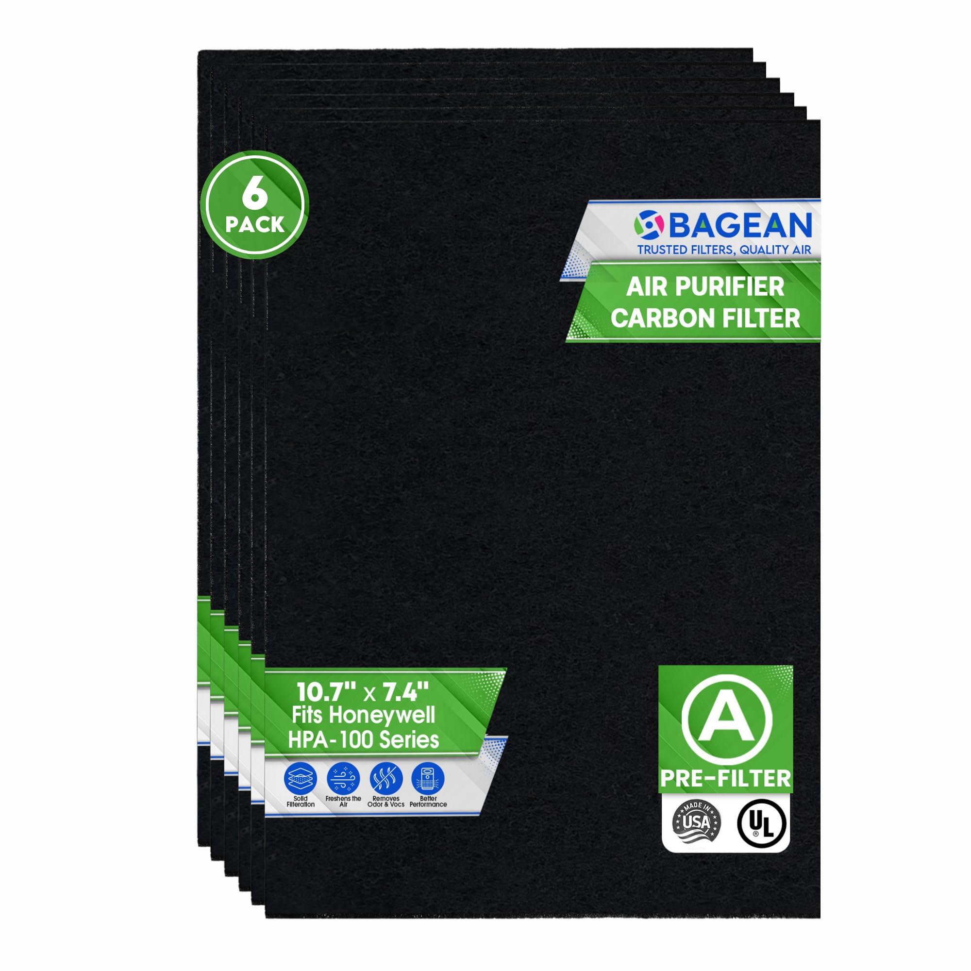 Photo 1 of Carbon Pre Filter A Filters for Air Purifiers - Compatible with Honeywell HPA100 Series - Fits Honeywell Air Purifier Filter Replacement - Prefilter A Air Filters Absorb Odors & Freshen the Air (6-Pk)