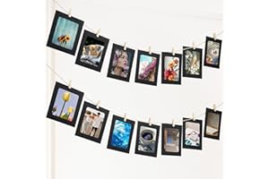 LLOUSSAK 20Pcs Paper Photo Frames, 4x6 Inch Black Paper Photo Frames, Hanging Photo Display Banner, Clip Photo Display Boards for DIY Graduation Party, Home, Office, and Wedding Decor