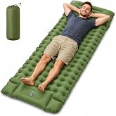 BELEEV Camping Sleeping Pad with Pillow and Built-in Foot Pump, Single | 4 Inch Thick, 50D Nylon+TPU Inflatable Camping Mattres, Compact, Packable for Tent, Backpacking, Hiking, Travel