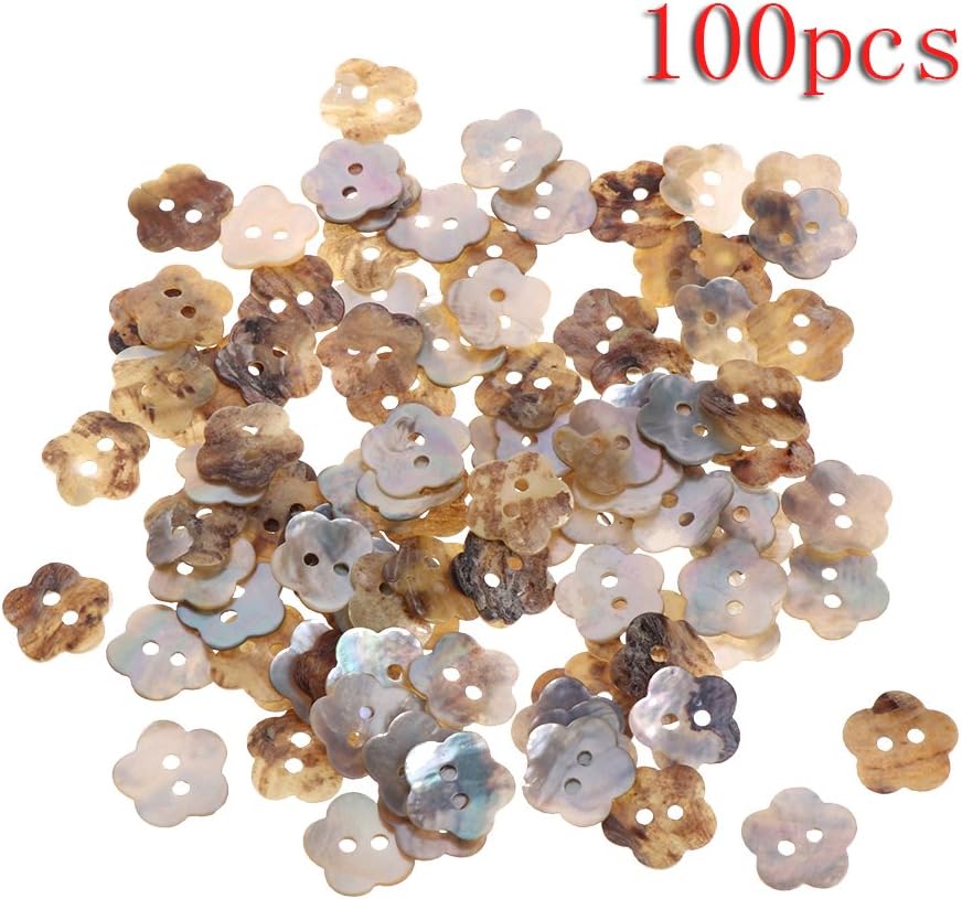 Susada 100Pcs Mother Of Pearl Flower Shell Sewing Button 2 Holes Sewing DIY Craft 14mm
