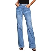 GRAPENT Womens Flare Jeans High Waisted Wide Leg Baggy Jean for Women Stretch Denim Pants
