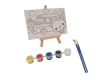 Buy Okayji Kids Art Painting Set With Wood Easel Craft Canvas 5 Color Paints 2 Paint Brushes 1 Piece Online At Low Prices In India Amazon In
