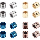 UNICRAFTALE 16pcs 4 Colors Grooved Column Beads 10/11mm Stainless Steel Column Beads 6.5mm Large Hole Metal Loose Beads Spacers for Jewelry Making Leaf Free