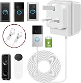 XZGM Doorbell Transformer 24V 500mA 8M Cable White Visual Doorbell Adapter