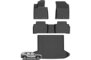 Wayhigh-for 2022-2025 2026 Hyundai Tucson (Non Hybrid) All Weather Floor Mats and Cargo Liner Set TPE Car Mats Waterproof Heavy Duty Rubber Floor Liners Tucson Accessories- Black