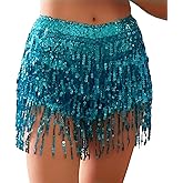 Yollmart Women's Sequins Tassel Skirts Shorts Booty Dance Festival Bottoms