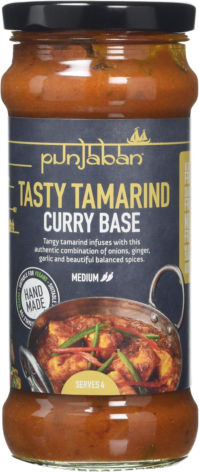 Punjaban Medium Tamarind Curry Base Sauce, 350 g, Pack of 6