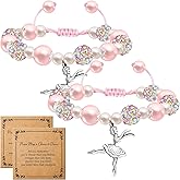 ZYFLSIYU 2 Pcs Dancer Gifts for Girls, Adjustable Chain with Ballet Accessories, Sparkle Pink Dance Bracelet for Friends Mate or Ballerina Party Favors, Ballet Bracelet for Daughter Gifts to Encourage Children