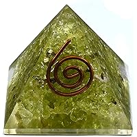 Peridot Small Orgone Pyramid for Protection, Negative Energy Protection and Crystal Grid - DIY Pyramid for Necklace Pendant (
