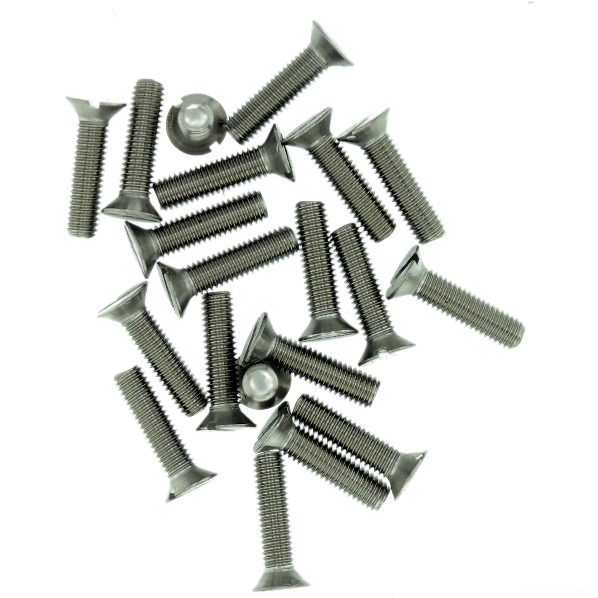 M1.6 (1.6mm x 6mm) Slot Countersunk Machine Screw (Bolt) - Stainless Steel (A2) (Pack of 20)