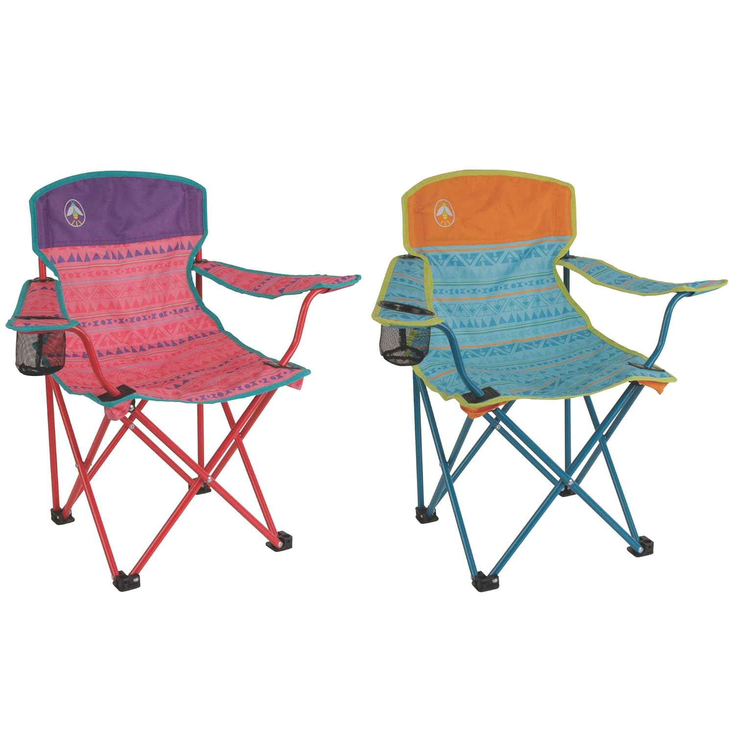 Coleman Kids Camping Glow In The Dark Quad Outdoor Chair Tribal Teal And Pink