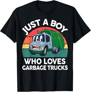 Kids Boy Who Loves Garbage Trucks Shirt Toddler Trash Truck T-Shirt