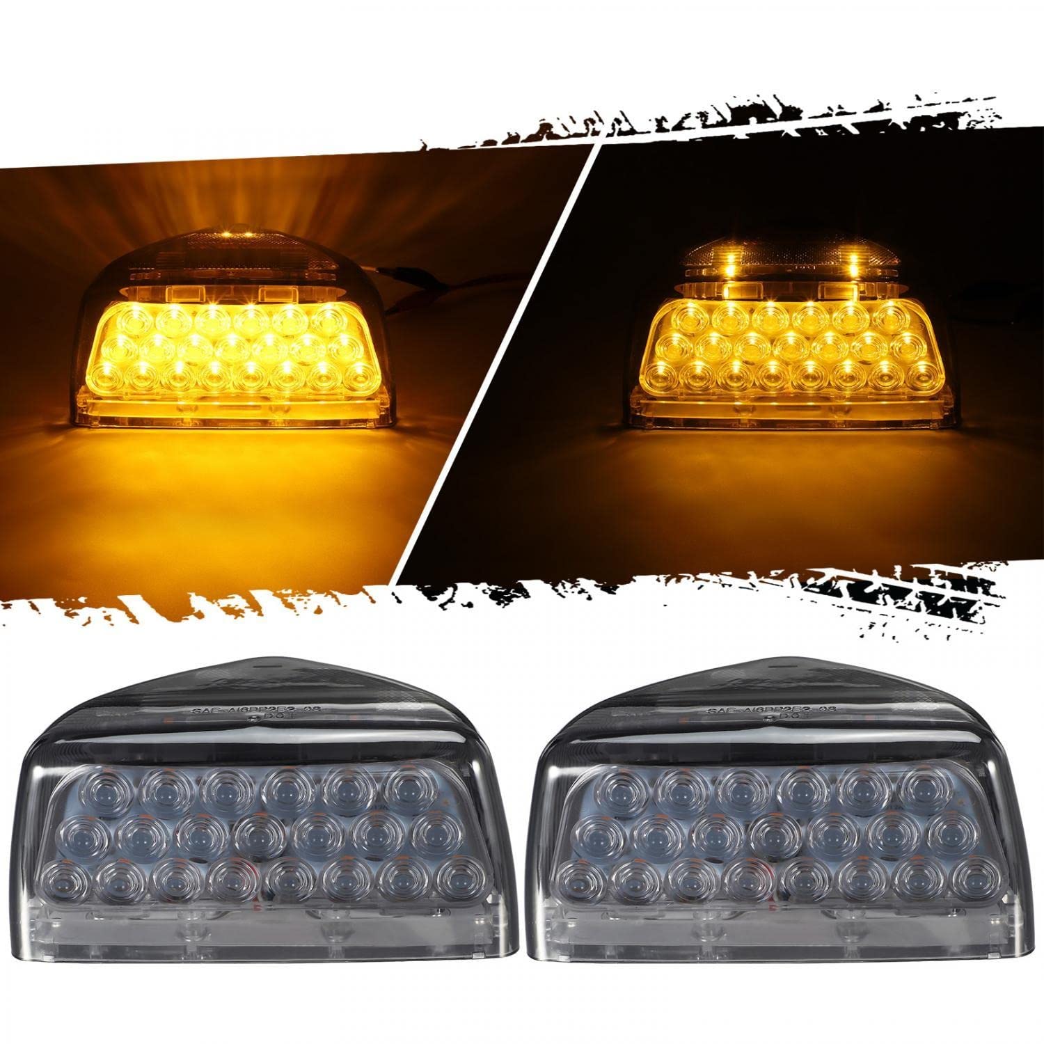 Photo 1 of Partsam 2Pcs Amber 31LED Headlight Front Turn Signal Lights with 3 Wire Replacement for Peterbilt 379 359 357 365 378, Smoke Lens