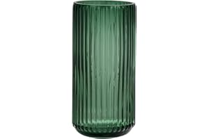 TIMEFOTO Flower Vase 7.5 inch Green Thickened Glass Vase for Bookshelf,Dinner Table,Indoor Office Desktop,Meeting Room,Bathroom,Countertop,Home Christmas Day Decoration