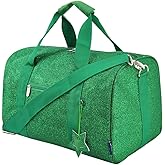 NGIL Super Star Duffle Bag, Mini Dance Bag & Mini Travel Bag for Sports, Gymnastics and Ballet with Adjustable Strap, Zippers, Pockets (Glitter-Green, Large)