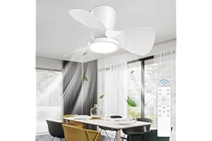 SYLEEN 24'' Ceiling Fans with Lights and Remote, DC Motor Large Air Volume Ceiling Fans, Dimmable 3 Colors Temperature, 1800 Lumens LED Light Ceiling Fan for Bedroom, Kitchen, Living Room, Apartment