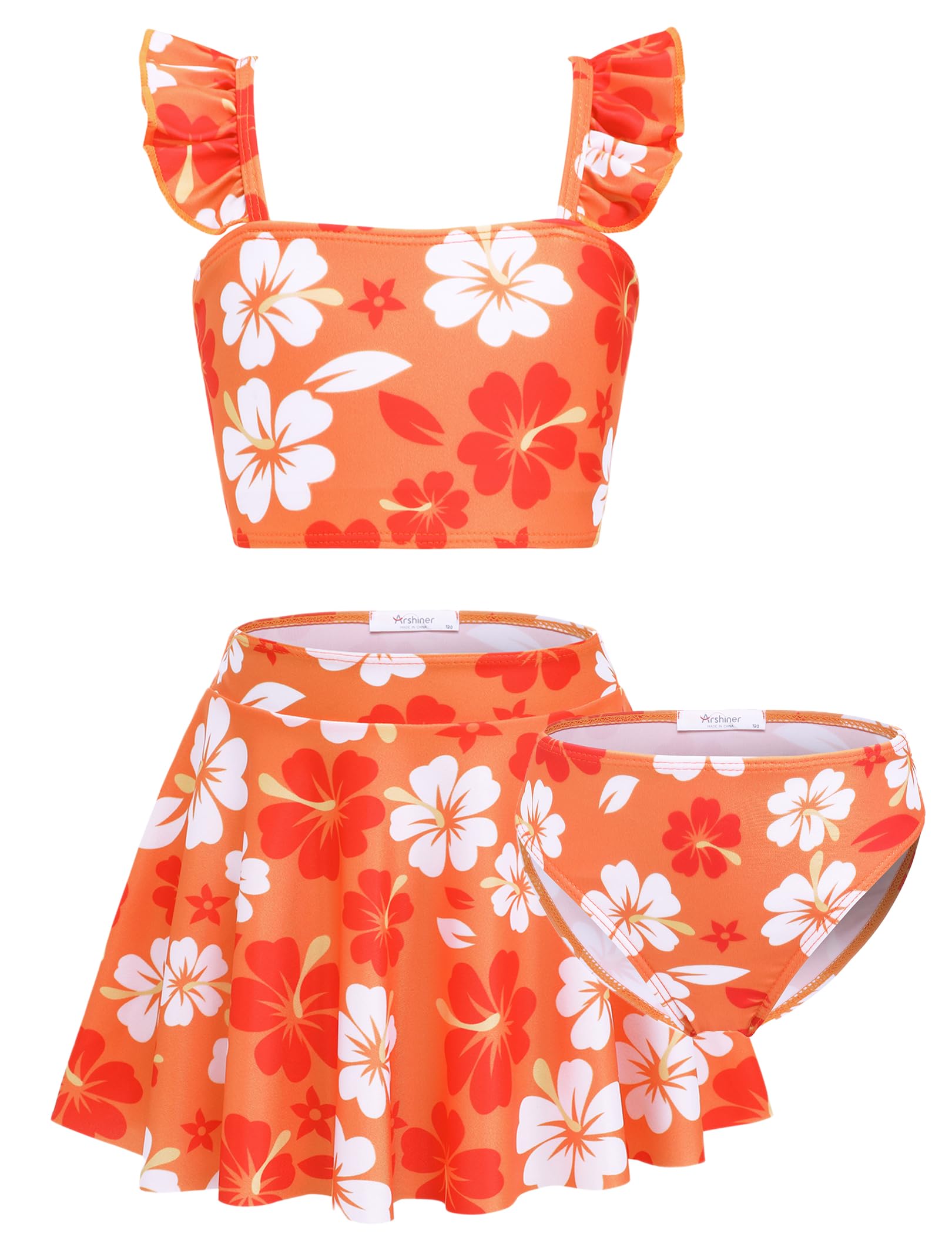 Cathalem Girl Swimsuit Girls Swimsuit 3 Piece Bathing Suits Cute Quick Dry Bikini Tankini Sets With Cover Ups Beach Skirt Black 8 9 Years