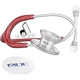 MDF Instruments MD One Epoch Lightweight Titanium Stethoscope, Adult, Burgundy Tube, Silver Chestpiece-Headset, MDF777T17