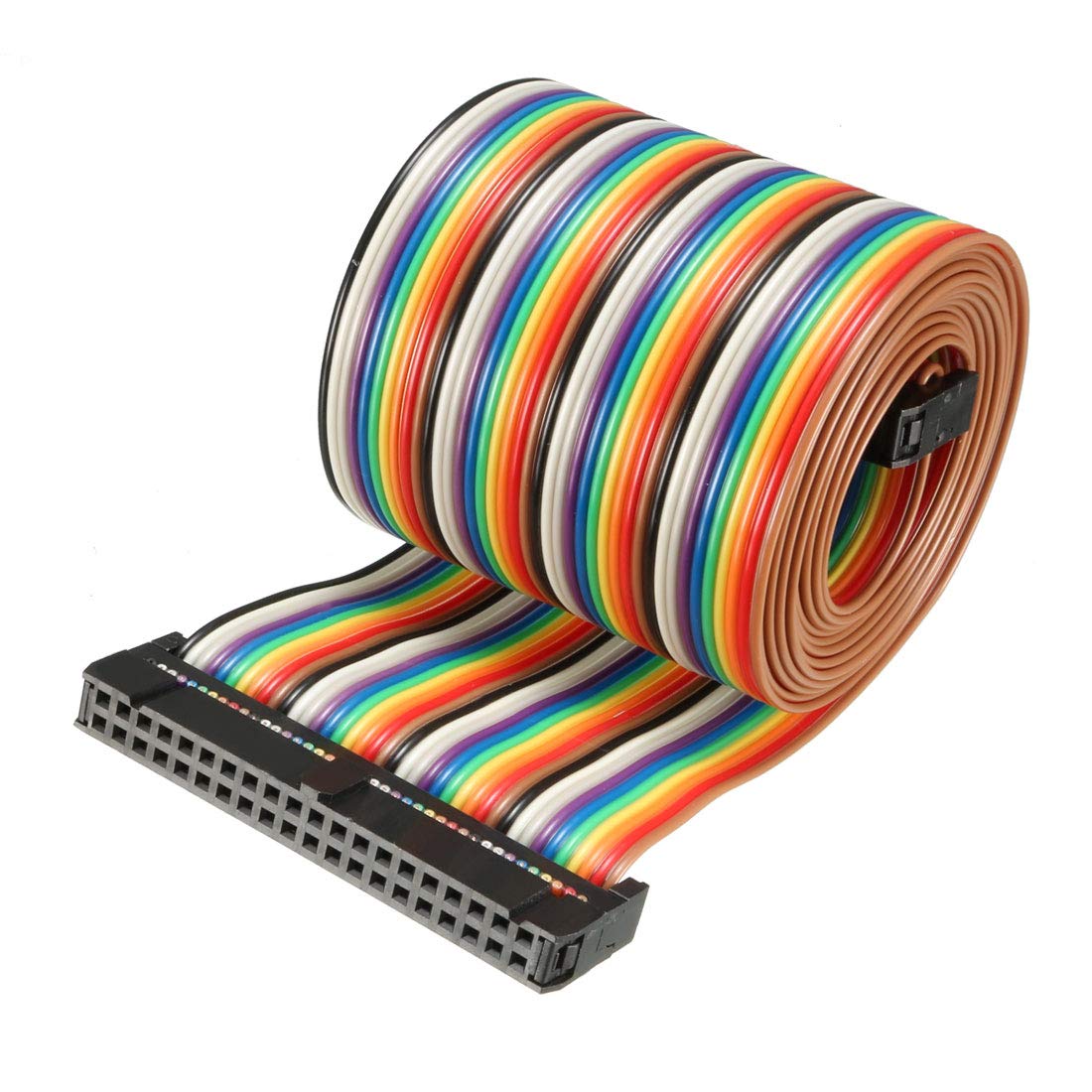 sourcing map IDC Rainbow Wire Flat Ribbon Cable 40 Pins 148cm Length 2.54mm Pitch Type-B
