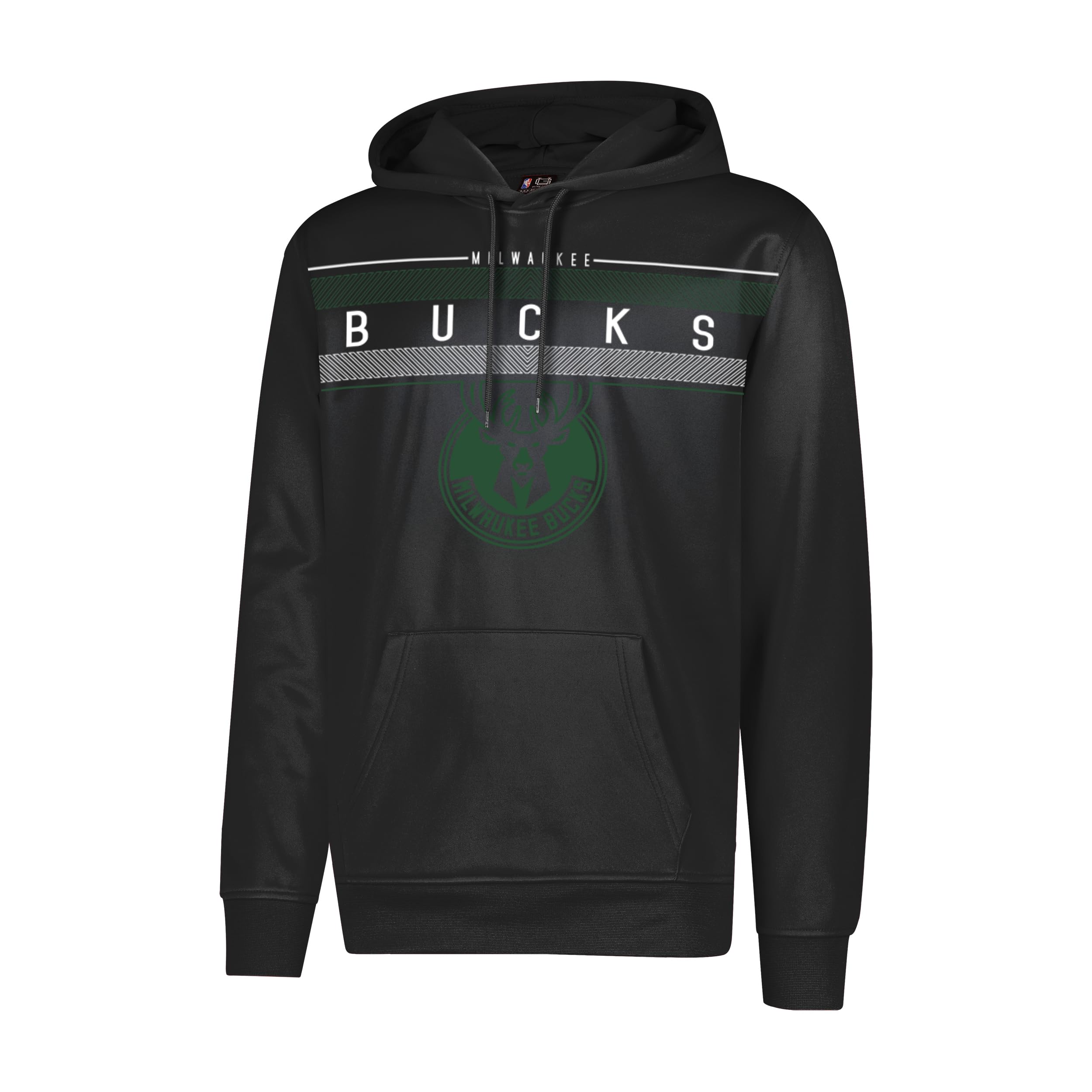 Ultra Game NBA Official Men’s Super Soft Midtown Hoodie Pullover Sweatshirt - Unisex, Milwaukee Bucks, Black, Small Image