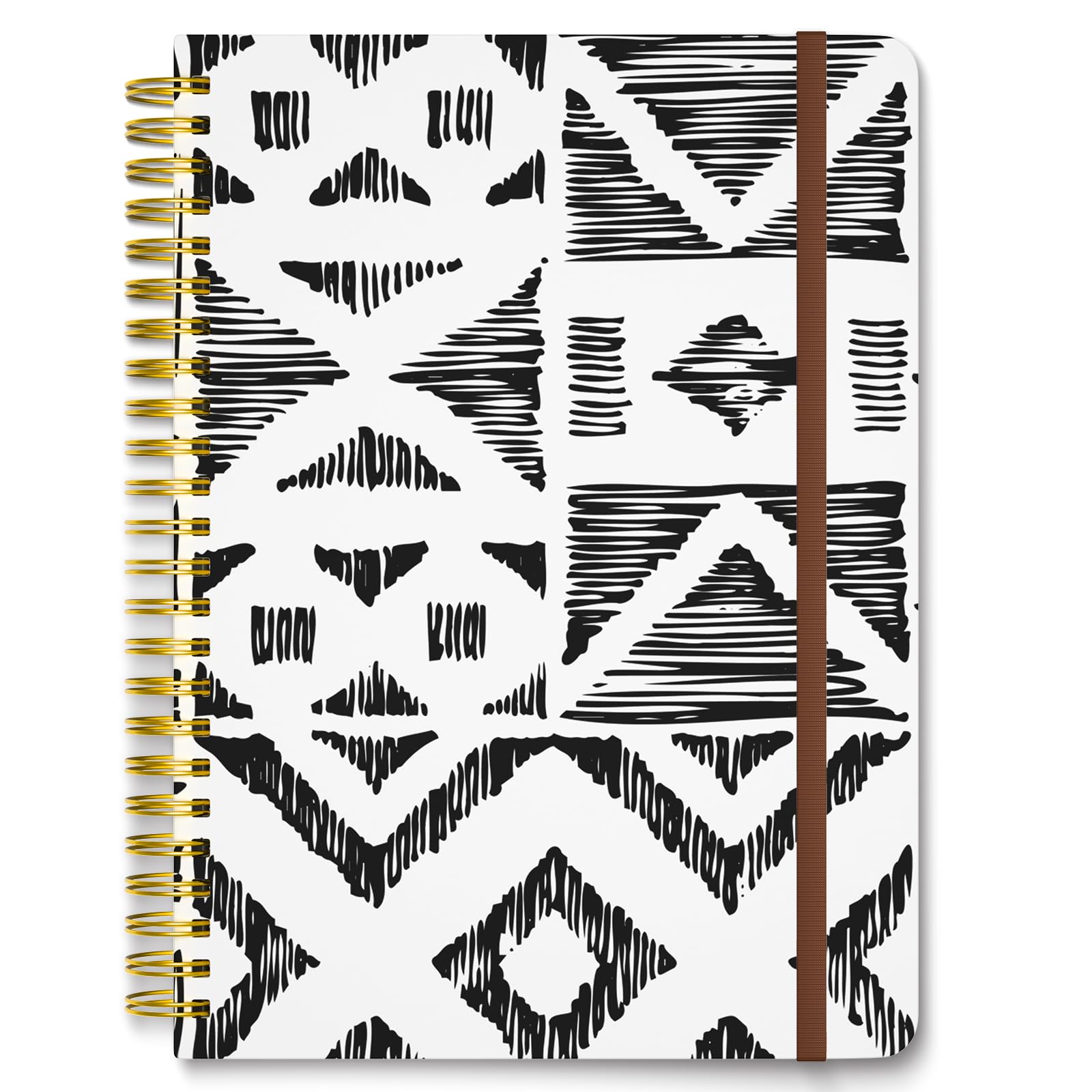 Hnogri Spiral Journal Notebook, Hardcover Lined Journal for Women, Medium 6 x 8.4 in, 160 Pages Thick Paper, Cute A5 College Ruled Notebooks for Journaling Writing Work Office School, Pinstripe