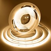 ShineBurky 16.4FT/5m COB LED Strip Light, 608 LEDs/m Warm White LED Lights | 8mm Width CRI93+ Flexible Light Kit for TV Backlight Bedroom Gaming Room Monitor Kitchen Cabinet Decor