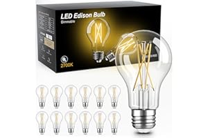 TJOY 12 Pack A19 Vintage LED Edison Bulbs, Dimmable, 60W Equivalent, High Brightness 2700K Warm White, 8W E26 Standard Base, 800 Lumens, CRI80+, Clear Glass Filament Bulb for Home, Farmhouse
