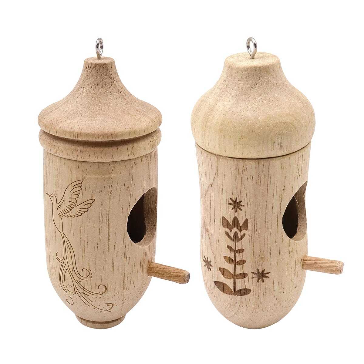 ANCLLO 2pcs Hummingbird House, Wooden Nest with Twine for Outside Hanging Bird House, Garden Window Decoration