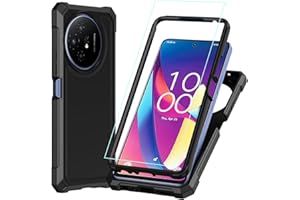 SOHAPEA for TCL 50 XL/60 XE 5G Case with Glass Screen Protector,TCL 50XL Phone Case Dual Layer Design Shock-Absorbent Full Body Protective Slim Soft Silicone Shockproof Bumper Phone Case for TCL 60XE Black