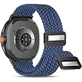 HSWAI Magnetic Braided Watch Bands Compatible with Samsung Galaxy Watch 8 Band 40mm 44mm/Galaxy Watch 8 Classic 46mm, Adjustable Stretchy Soft Nylon Sport Loop Strap for Women Men