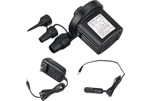 SANIPOE Electric Air Pump for Inflatables,Portable Quick-Fill Air Pump with 3 Nozzles,110V AC/12V DC Inflator & Deflator Pumps for Outdoor Camping,Air Mattress Beds,Boats,Inflatable Cushion,Pool Float
