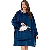 Gentlewarm Wearable Blanket Hoodie for Adults Women Men,Oversized Soft Warm Sherpa Fleece Hoodie with Pets Giant Pocket
