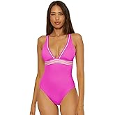 Trina Turk Womens Monaco Plunge One Piece Swimsuit, Adjustable, Bathing Suits for Women