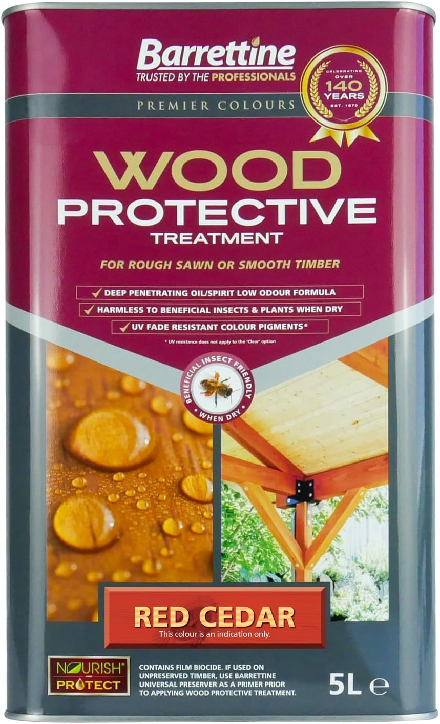 Barrettine Wood Protector Red Cedar 5L Oil Water Repellent UV Resistant