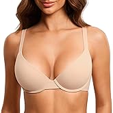 DOBREVA Women's Push Up T-Shirt Bra Underwire Padded Bras Plunge Full Coverage