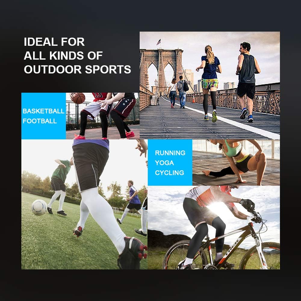 HuiYee Sports Compression UV Long Leg Sleeves for Running Basketball Football Cycling and Other Sports(3 Sizes, 1 Pair): Clothing