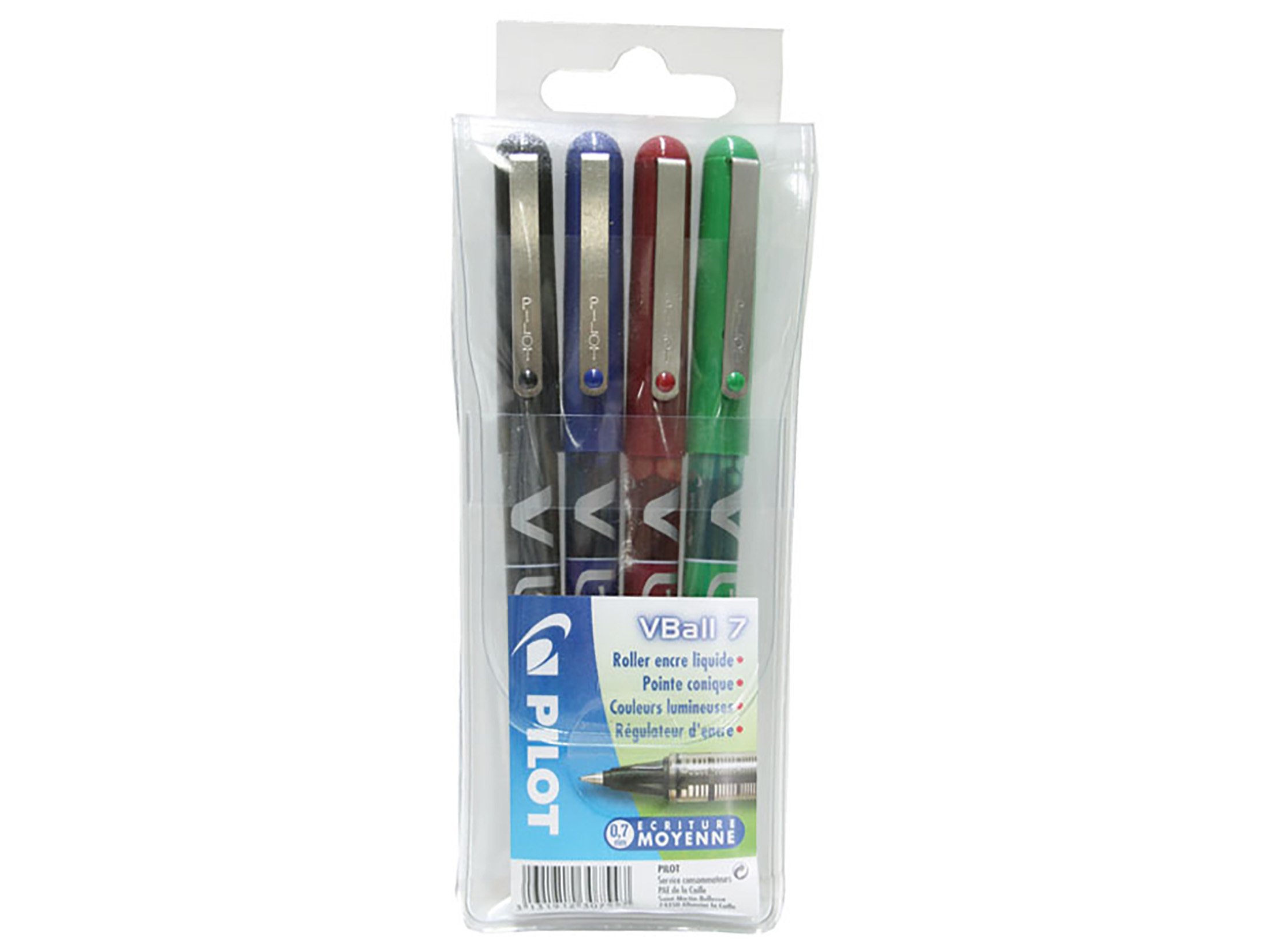 PILOT VB 7 307547 Rollerball Pen V Ball Black Pack of 4
