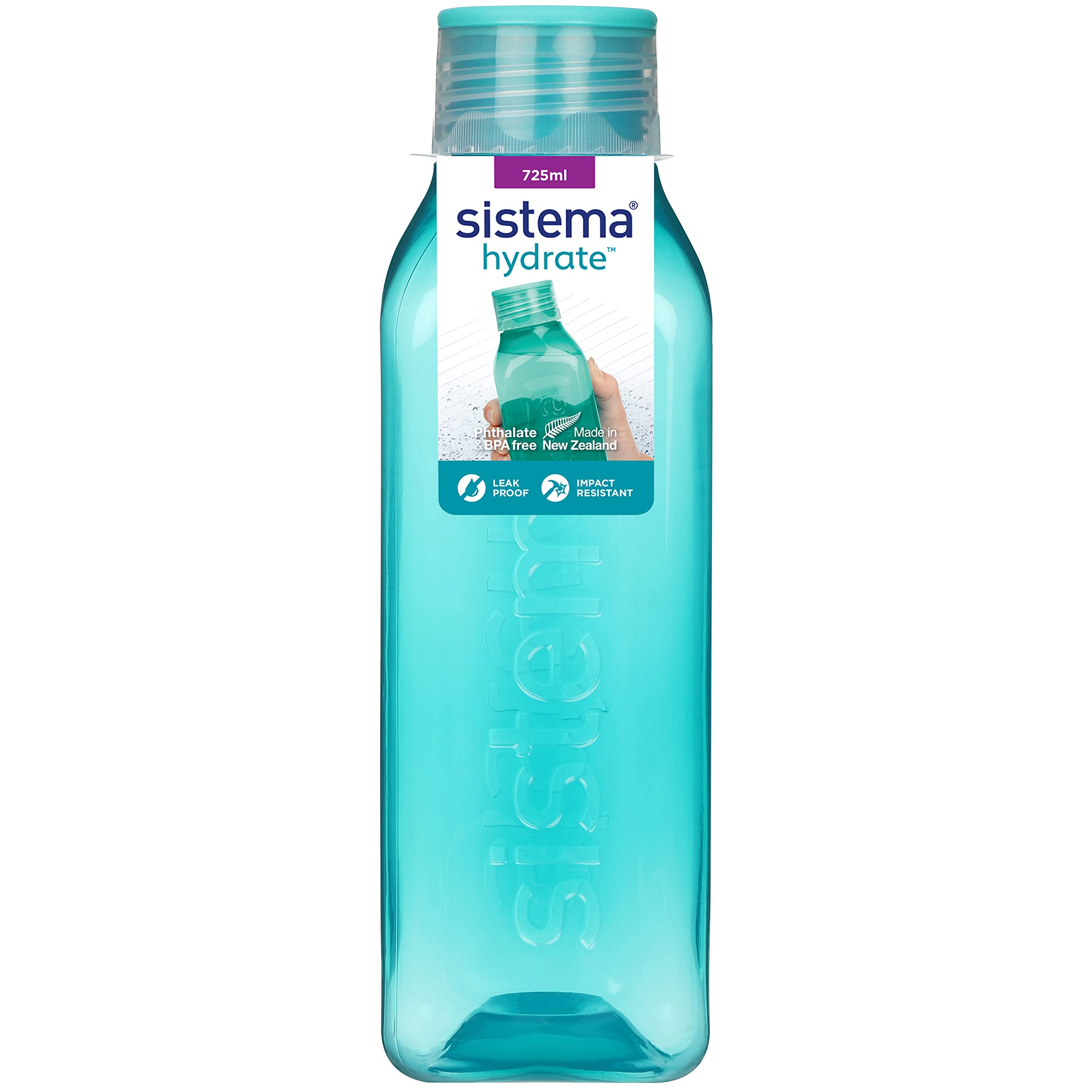 Sistema Square Sports Water Bottle | 725 ml | Leakproof Kids Water Bottle | BPA-Free | Assorted Colours (Not Selectable) | 1 Count — image 1