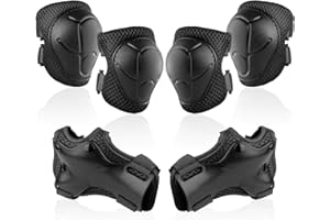 NHH Kids Knee Pads Set - 6 In 1 Protective Gear Set Knee Pads Elbow Pads and Wrist Guards for 3-8 Boys and Girls (Small, Charcoal Black)