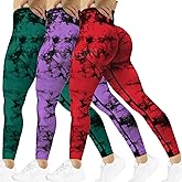 SENBAN Women Scrunch Workout Leggings: Butt Lifting High Waisted Yoga Pants - Tie Dye Seamless Booty Gym Leggings