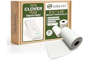Vonlyst Thermal Paper Roll for Clover Flex Receipt Paper 2 1/4 x 55 (20 rolls)