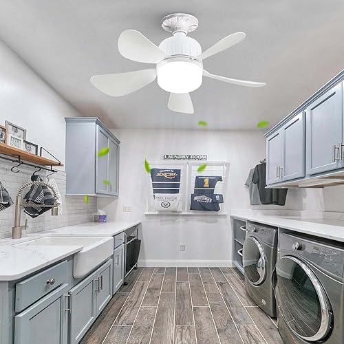 FIBRAVE Ceiling Fan Light, Fan Lights with Remote Control, Stepless Dimmable 30W 1800 Lumens 3000-6000K 3-Color 3-Speed, 18'' Small Ceiling Fan with Light for Bedroom, Kitchen, Bathroom(White Pro)