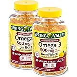Spring Valley Omega-3 500 mg from Fish Oil, Heart Health, Lemon,120 Softgels (Pack of 2)