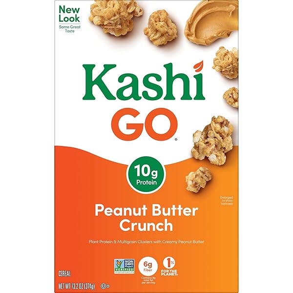 KASHI GO COLD BREAKFAST CEREAL, VEGAN PROTEIN, FIBER CEREAL, PEANUT BUTTER CRUNCH, 13.2OZ BOX (1 BOX)
