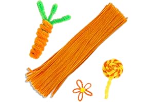 ZLULARY 100 Pieces Pipe Cleaners Chenille Stem, Orange Pipe Cleaners Set for DIY Arts Crafts Decorations, Chenille Stems (Orange)
