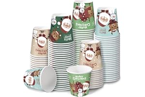 RUSPEPA 2 oz Bathroom Cups, Disposable Paper Cups - 100 Pack Set Christmas Cartoon Santa Claus Design Printed - Mini Mouthwas