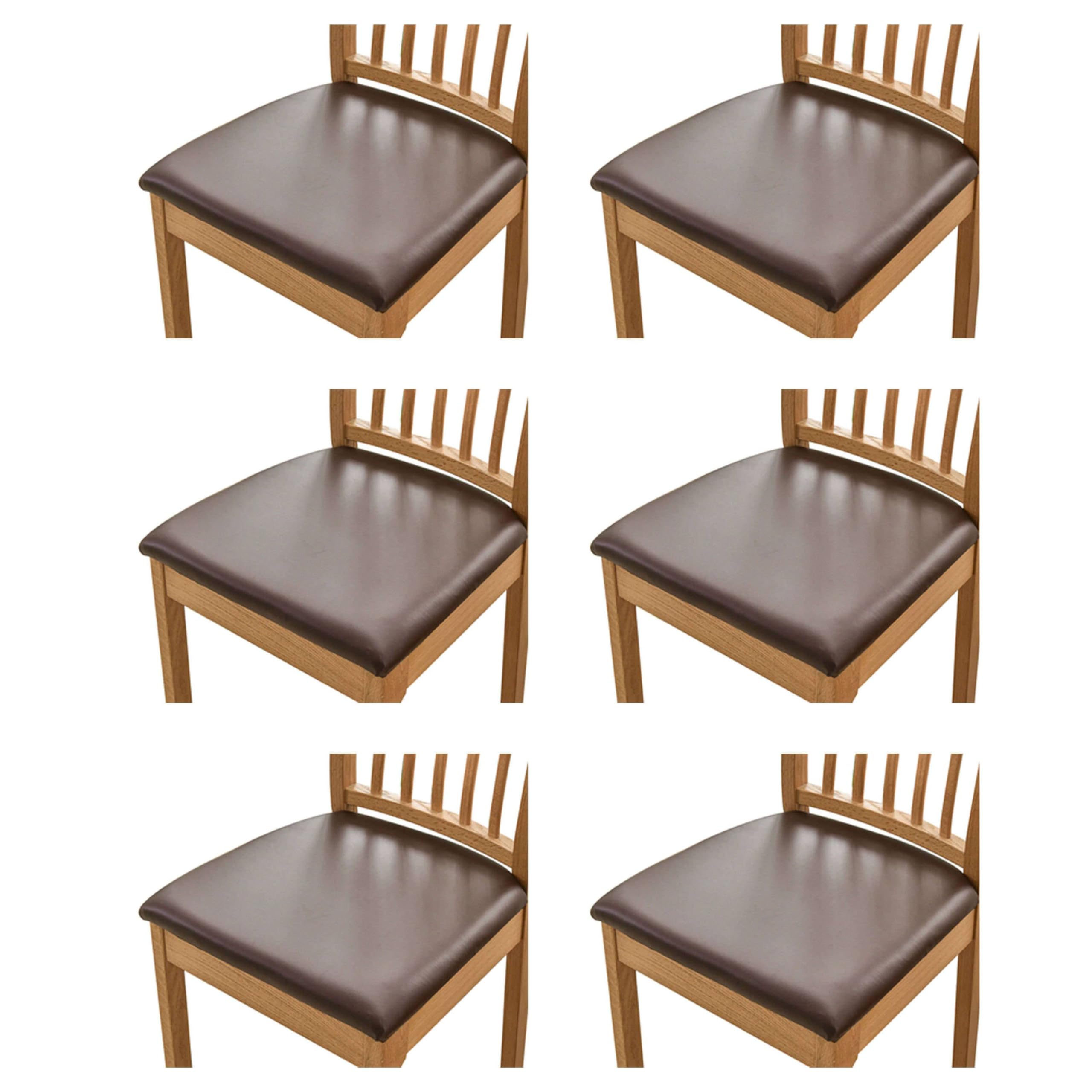 qiden Chair Seat Covers Set Of 2/4/6 PU Cushion Cover For Dining Chair Waterproof Chair Seat Slipcovers Parsons leather seat covers Seat Slipcover-Brown-Pack of 6 (36-48cm)