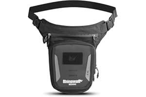 Rhinowalk Motorcycle Fuel Tank Bag, Magnetic Quick Release, Black, One Size, Leg Bag, Waist Pack