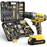 Sundpey 170 Pcs Portable Basic Home Tool Kit Set with 21V Cordless Drill | Tool Box with Adjustable Wrench &amp; 2 Pliers &amp; Hex Keys &amp; Case, for Men Women, for Household House Garage Apartment Dorm Office
