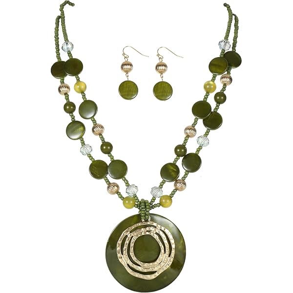 Olivia Welles Women's Jewelry Set: Lightweight Gold Plated Multicolor Organic Stone Necklace & Earrings – A Must-Have Neutral Statement Set - View #6